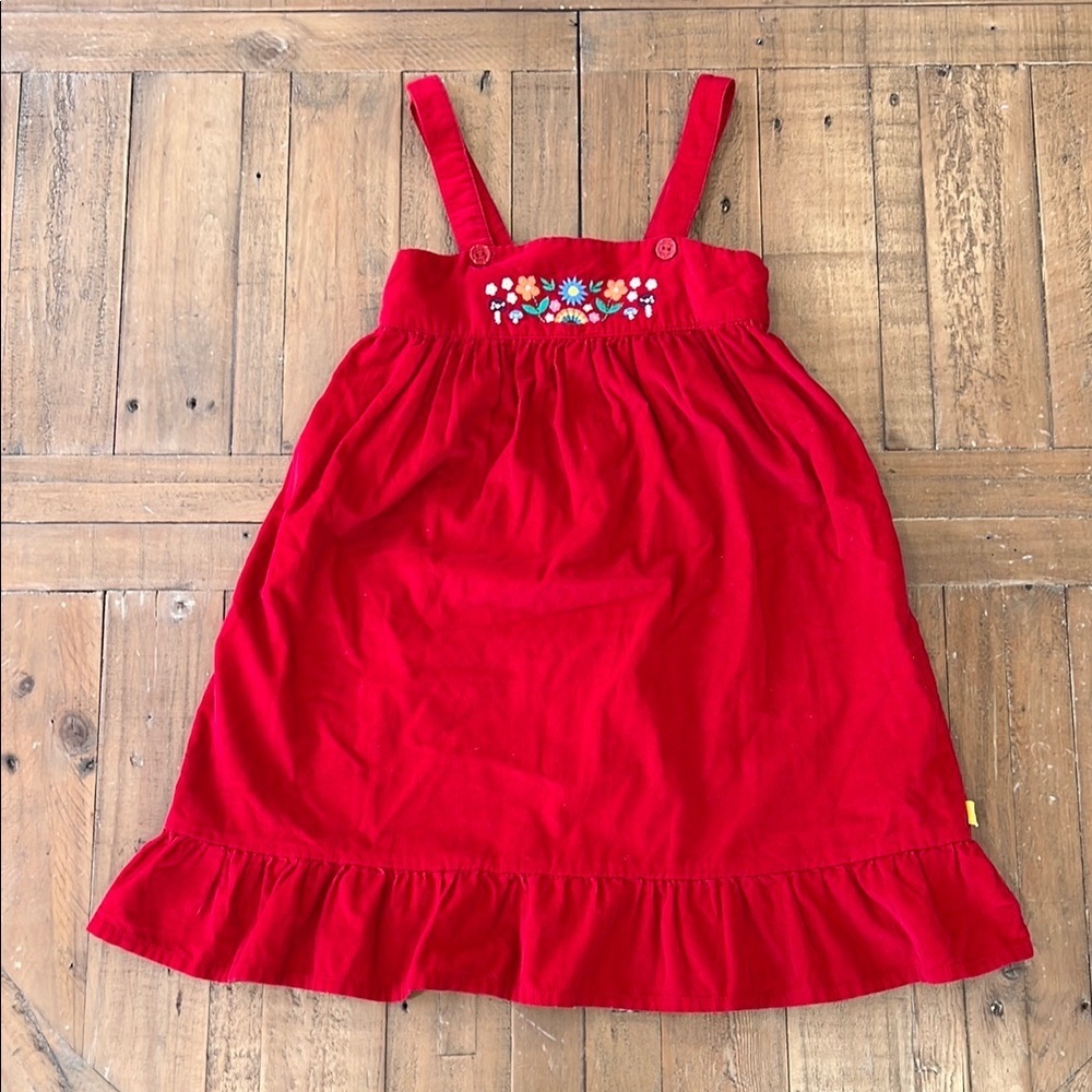 Little bird corduroy floral rainbow embroidered jumper dress